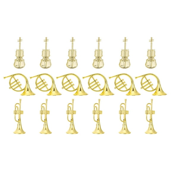 IBASETOY 18Pcs Musical Notes Hanging Decorations Trumpet Shape Golden For Christmas Guitarists