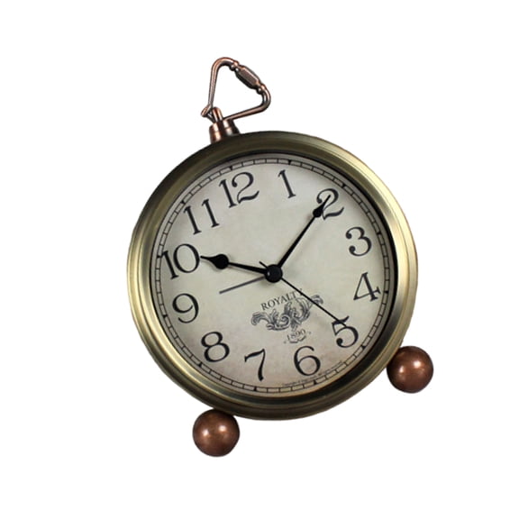 IBASETOY 1PC Retro Table Clock Golden Decorative Clock with Silent Moving Function for Family Friends