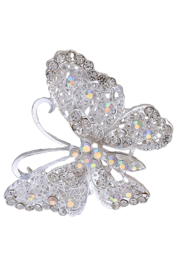 1Pc Elegant Rhinestone Brooch White Alloy Brooch for Bridal and Special Occasions