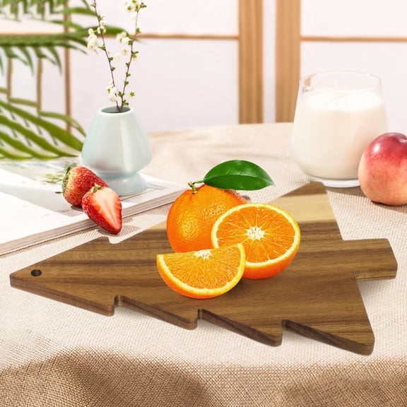 IBASETOY 1Pack Christmas Tree Serving Board Beige Wooden for Kitchenware and Tableware 15.7x9.4x0.6in