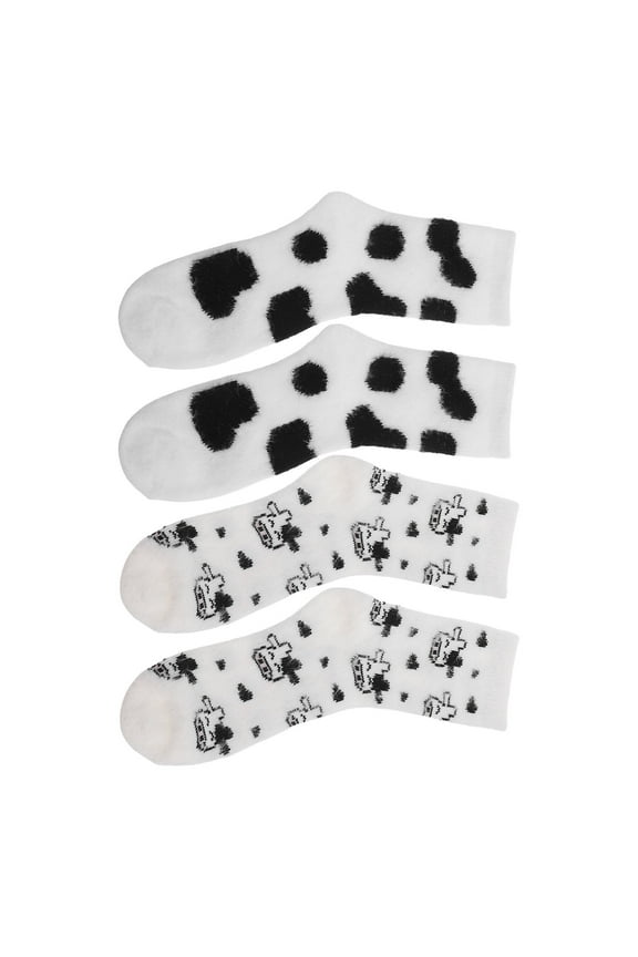 1Pack Cute Cow Fuzzy Socks Women in Silver for Outdoor Adventure