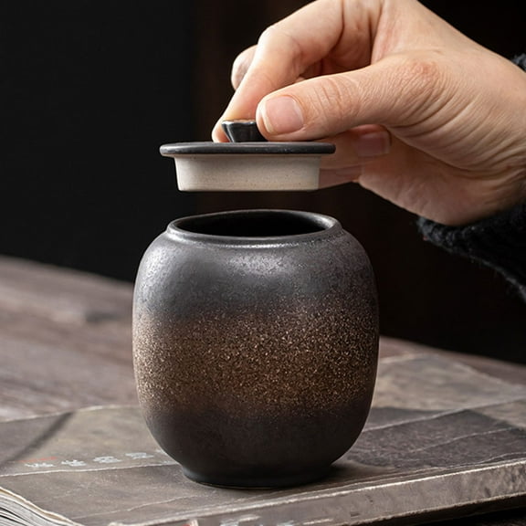 IBASETOY 1Pack Elegant Shape Ceramic Bean Container for Desk and Kitchen Use