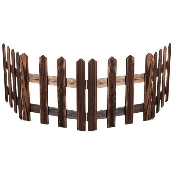 IBASETOY Brown Wooden Picket Fence for Christmas Tree and Party Decoration