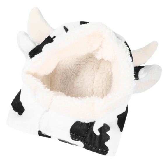 IBASETOY 1Pc White Plush Cow Dog Hat Thickened Soft Pet Cosplay Adornment