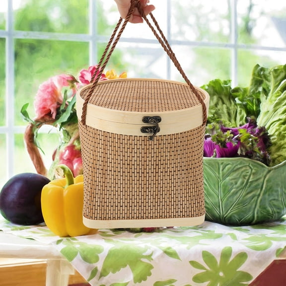 IBASETOY 1Pc Bamboo Bins Organizer Wood Color for Container and Family