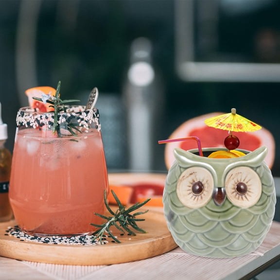 IBASETOY 1Pc Ceramic Owl Shaped Cup For Barware Theme Party Tabletop Decoration