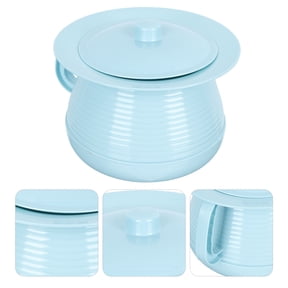 IBASETOY 1Pcs Adult Potty Pot with Cover Plastic Blue for Household Use Easy to Clean