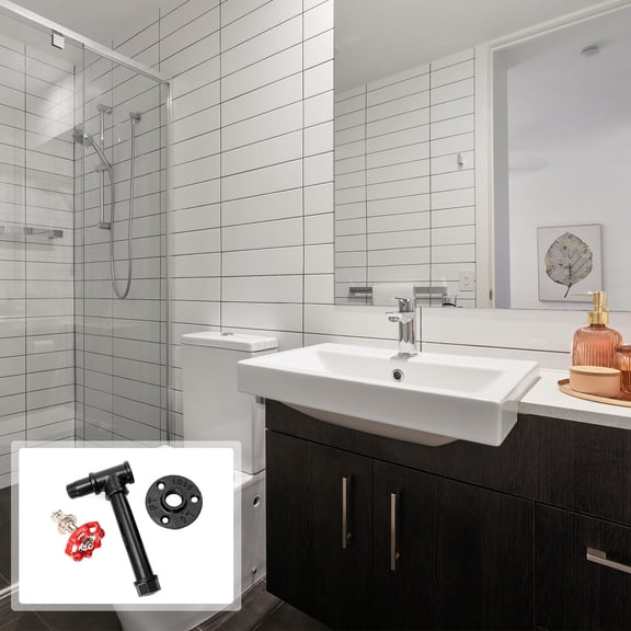 IBASETOY 1Pcs Industrial Pipe Pull Iron Red Handle American Country Style for Cabinet