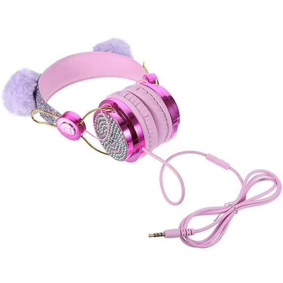 IBASETOY 1Pcs Kids Earphones Wired Pink Cartoon Style with Impact Resistant Material