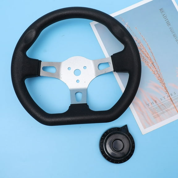 IBASETOY Black PU Steering Wheel for Car Replacement with Alloy Material Easy Install