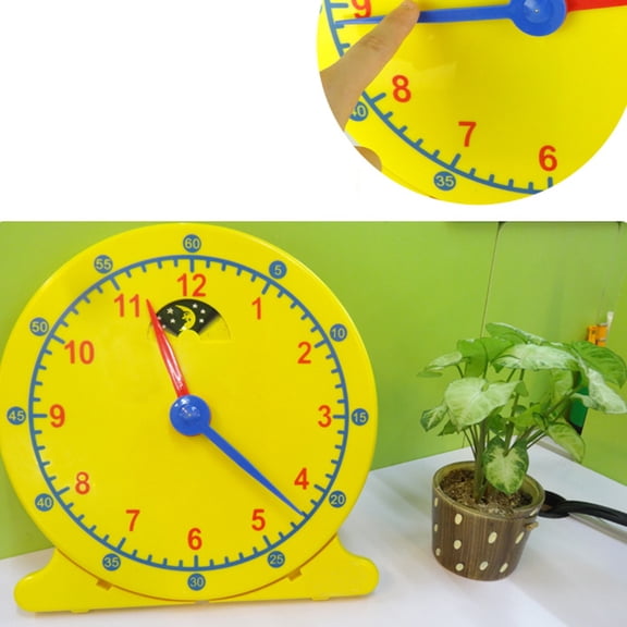 IBASETOY 1Pcs Practice Clock for Learning Time Round Plastic Hand Eye Coordination Training for Children