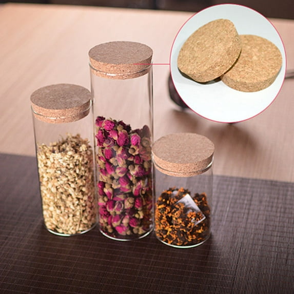 IBASETOY Glass Storage Tank with Cork Seal Transparent Borosilicate Container for Kitchen Food Storage