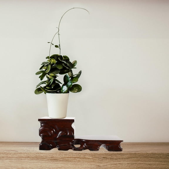 IBASETOY 1Pc Brown Wood Display Base Decorative Vase Stand for Home Office Ornament