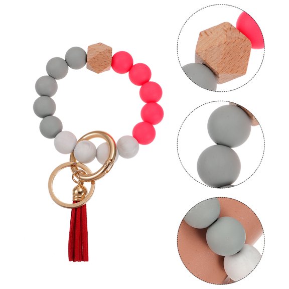 IBASETOY 1Set Cute Wristlet Keychain Red Silicone Multifunctional Everyday Use for Family