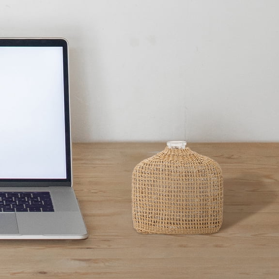 IBASETOY 1Set Flower Bottle Brown Glass with Rattan for Living Room Decoration