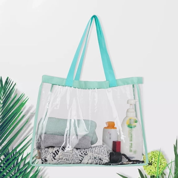 IBASETOY Waterproof Green PVC Shopping Bag Large Capacity Reusable Shoulder Bag for Grocery and Casual Use