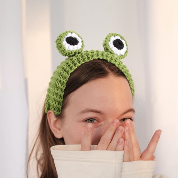 IBASETOY 1Set Green Woolen Yarn Frog Headband for Women and Girls Ideal for Makeup and Facial Mask Application