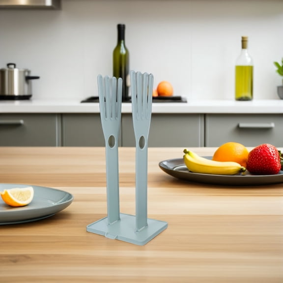 IBASETOY 1Pc Multi-Functional Blue Rubber Gloves Storage Rack and Drain Rack for Kitchen and Home Use