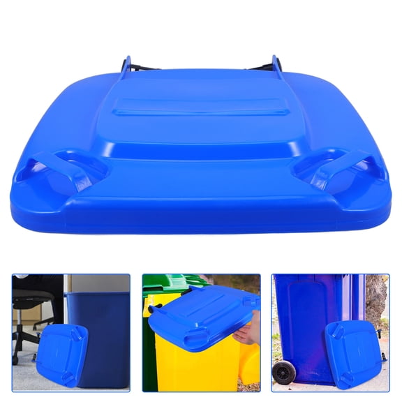 IBASETOY 1Pc Blue Plastic Trash Can Lid Replacement for Large Outdoor Waste Bin with Assembly Tools