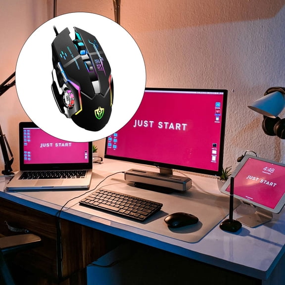 IBASETOY Back to School Gaming Mouse Black Abs Metal 1Pcs 5.4x2.8in For Gamers Office Use