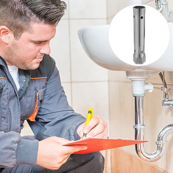 IBASETOY Plumber Wrench Tool Silver Adjustable Double Ended Wrench for Taps Maintenance 1Pack