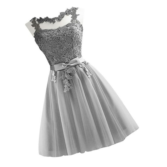 IBASETOY prom dress women bridesmaid dress Lace Dark Grey 1Set