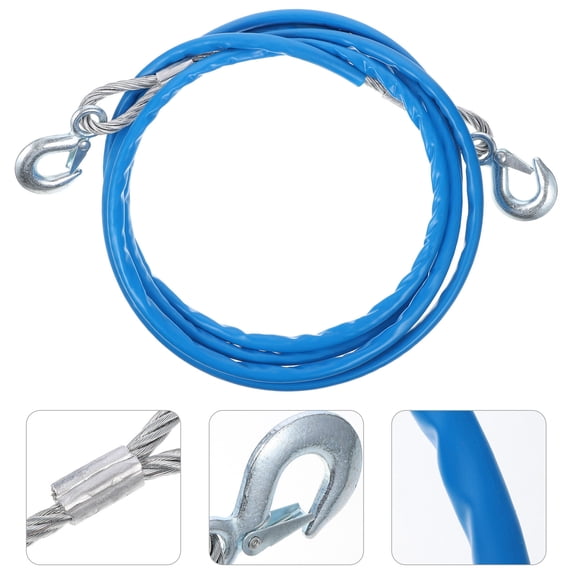IBASETOY 1Pc Steel Wire Car Trailer Rope Blue with Forged Hooks for Reliable Car Pulling