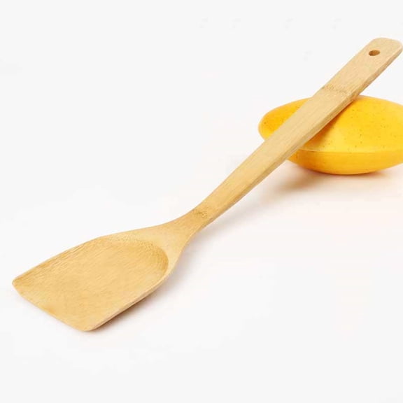 IBASETOY 1pc Kitchen Cooking Spoon Wooden Wok Turner Light Yellow for Restaurants