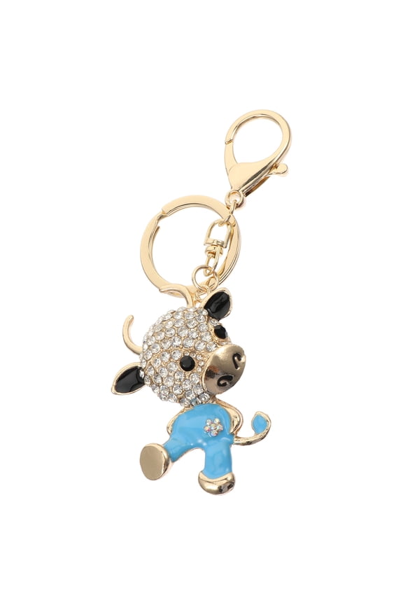 1pc Cattle Keychain Zinc Alloy Blue Classic Key Ring for Women