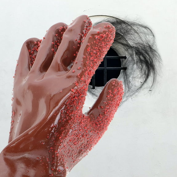 IBASETOY 2Pairs Reusable Drain Cleaning Gloves Heavy Duty Waterproof PVC Gloves with Antislip Design for Pipe Work