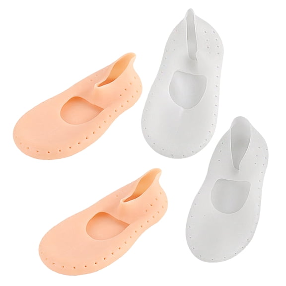 IBASETOY 2Pair Invisible Silicone Socks in Skin Tone and White for Comfortable Breathable Wear