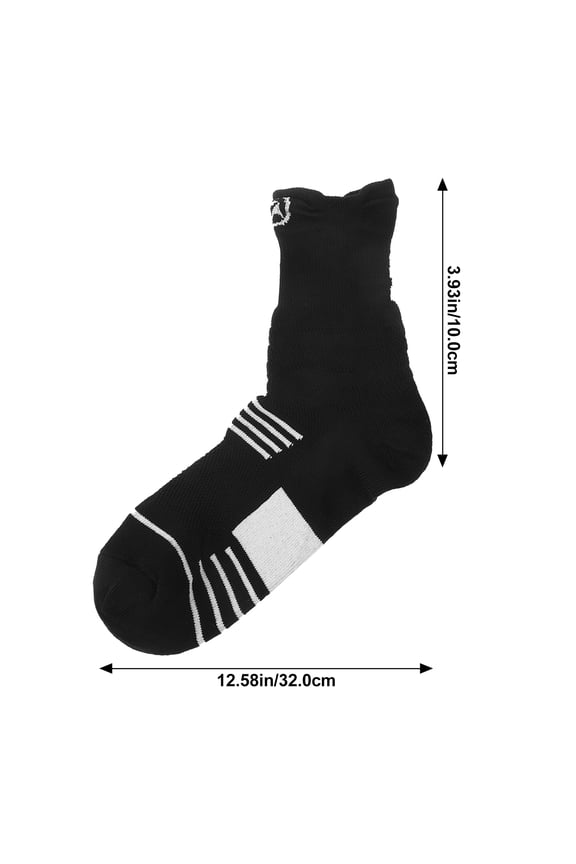 2 Pairs of Mid-calf Socks Black Polyester for Cycling and Mountain Climbing