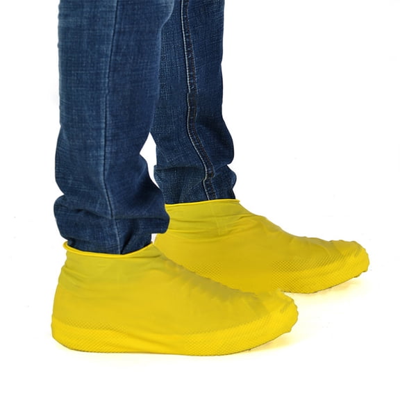 IBASETOY 2Pairs Professional Rain Shoe Protector Waterproof Yellow Latex Shoes Cover Practical and Wear Resistant