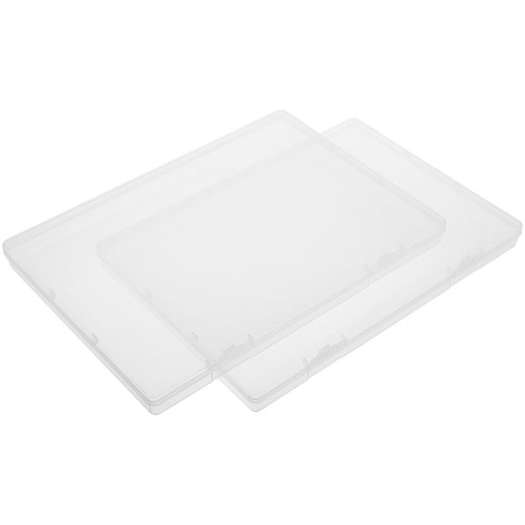 IBASETOY 2 Pcs File Boxes with Lids in Transparent PP for Document Storage Holder for School Use