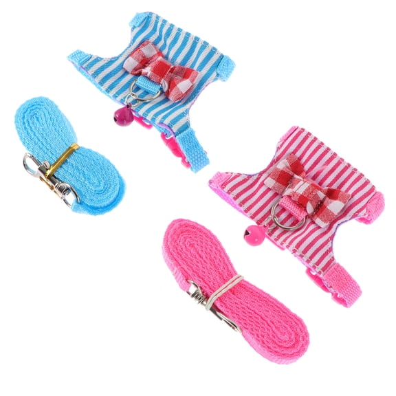 IBASETOY 2Sets Adjustable Hamster Leash and Harness Made of Durable Cloth for Comfortable Pet Traction