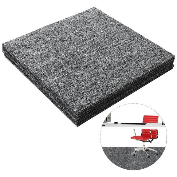 IBASETOY 20Pcs Grey Office Tile Floor Mat Lasting Polypropylene Fiber for Commercial Use