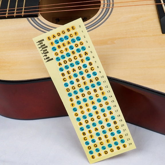 IBASETOY 20Pcs Khaki Guitar Fretboard Labels Sticker for Clear Note Guidance on Acoustic and Electric Guitar
