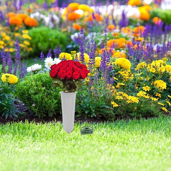 IBASETOY 20Pcs Dark Green Cemetery Grave Vase Flower Holder Inserts with Enhanced Stability for Outdoor Use