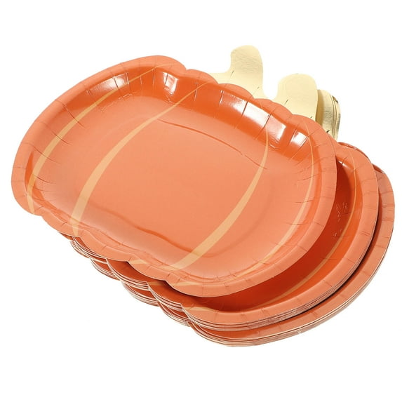 IBASETOY 20Pcs Orange Pumpkin Paper Dinner Plates Disposable for Fall Festival and Party Use