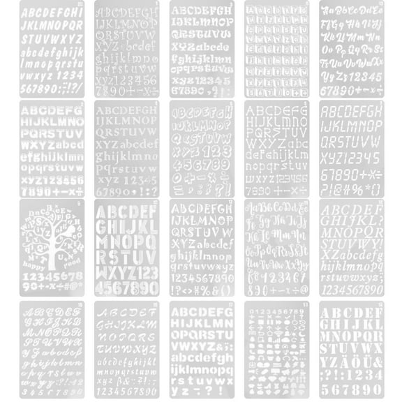 IBASETOY 20Pcs Hollow English Letter Stencils Multi Use Reusable Painting Templates for Daily Crafts