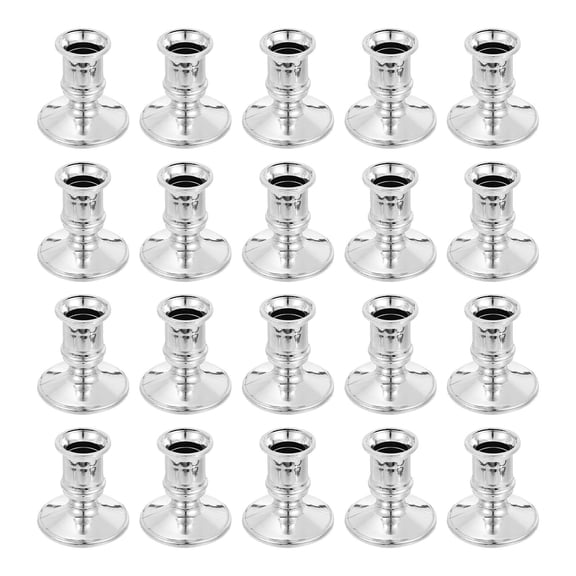 IBASETOY 20Set Candlestick Pillar Base Silver Simple Shape Modern Traditional Home Decoration Wedding Party