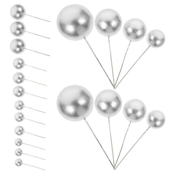 IBASETOY 20Pcs Silver Birthday Cake Toothpicks Balloon Style Cake Decoration Picks