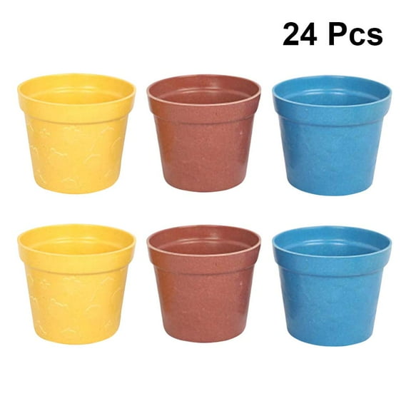 IBASETOY 24Pack Round Plastic Flower Pot Assorted Color for Friends and Family