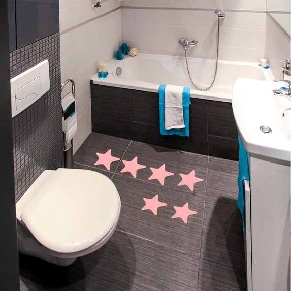 IBASETOY 1Set Pink Star Shaped Bathtub Stickers Non Slip Bathroom Anti Skid Self Adhesive Decals Peva