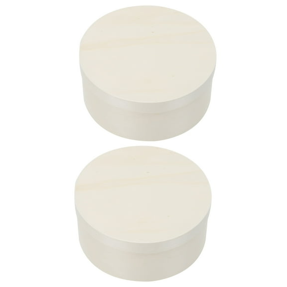 IBASETOY 2Pcs Round Dessert Box Natural Wood Beige for Cake Storage and Packing