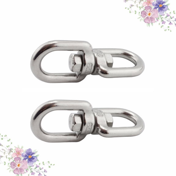 IBASETOY 2Pcs Stainless Steel Hanging Basket Spinner with Dual Clip Swivel Hook for Outdoor Decorations