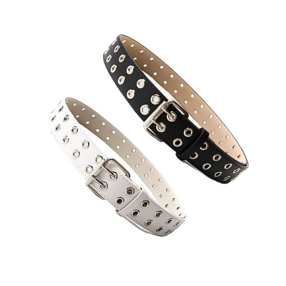 IBASETOY 2Pcs Stylish Belt for Men Casual Air Hole Belt with Alloy Buckle