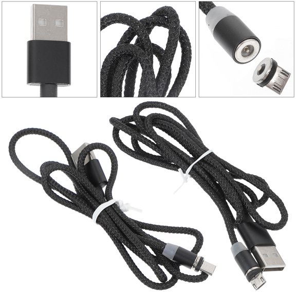 IBASETOY Magnetic Phone Cable Black Nylon for Charging Use with Fast Charge 2Pcs