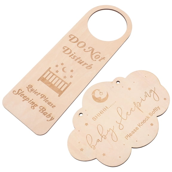IBASETOY Baby Door Hanging Sign Simple Design Oval Baby Sleeping Sign 2Pcs