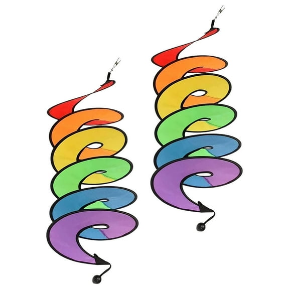 IBASETOY 2Pack Ornament Multi Colored Polyester Wind Twirlers for Yard Outdoor Decoration